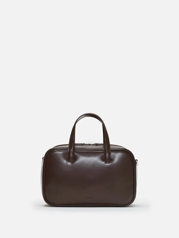 Medium Tin square tote bag Glossy umber