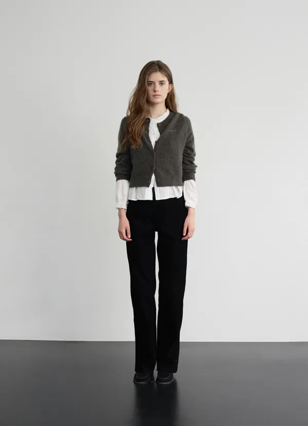 Jane Alpaca-Blend Cardigan_Charcoal {11월 말 순차 배송]