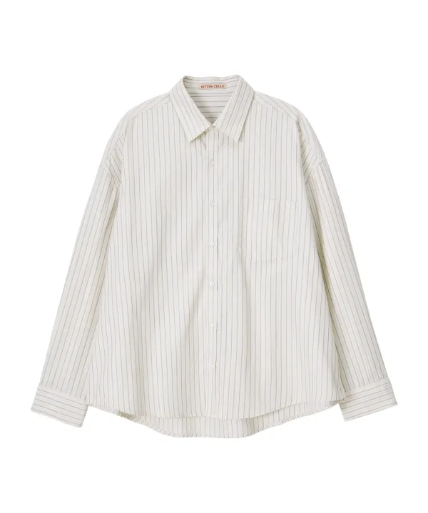 Oversized Sasha Stripe Shirt-Ivory