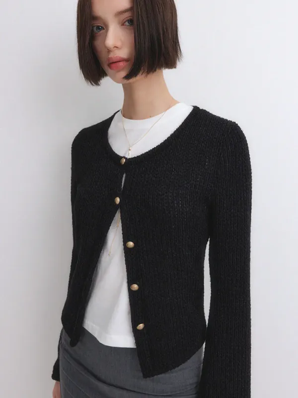 JULY U-NECK CARDIGAN_BLACK
