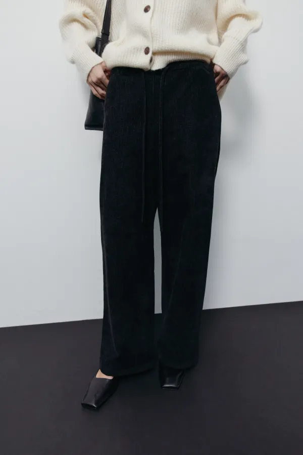 Warm Drawstring Pants (Black)