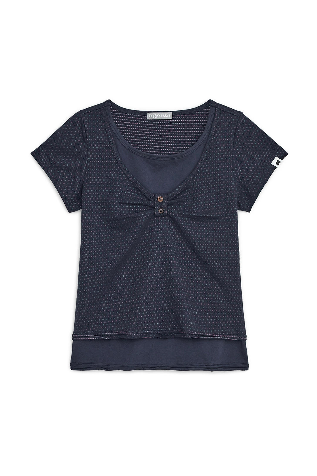 허그유어스킨 Layered henry neck top (Navy) 상품 이미지 1