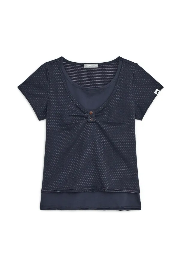 Layered henry neck top (Navy)