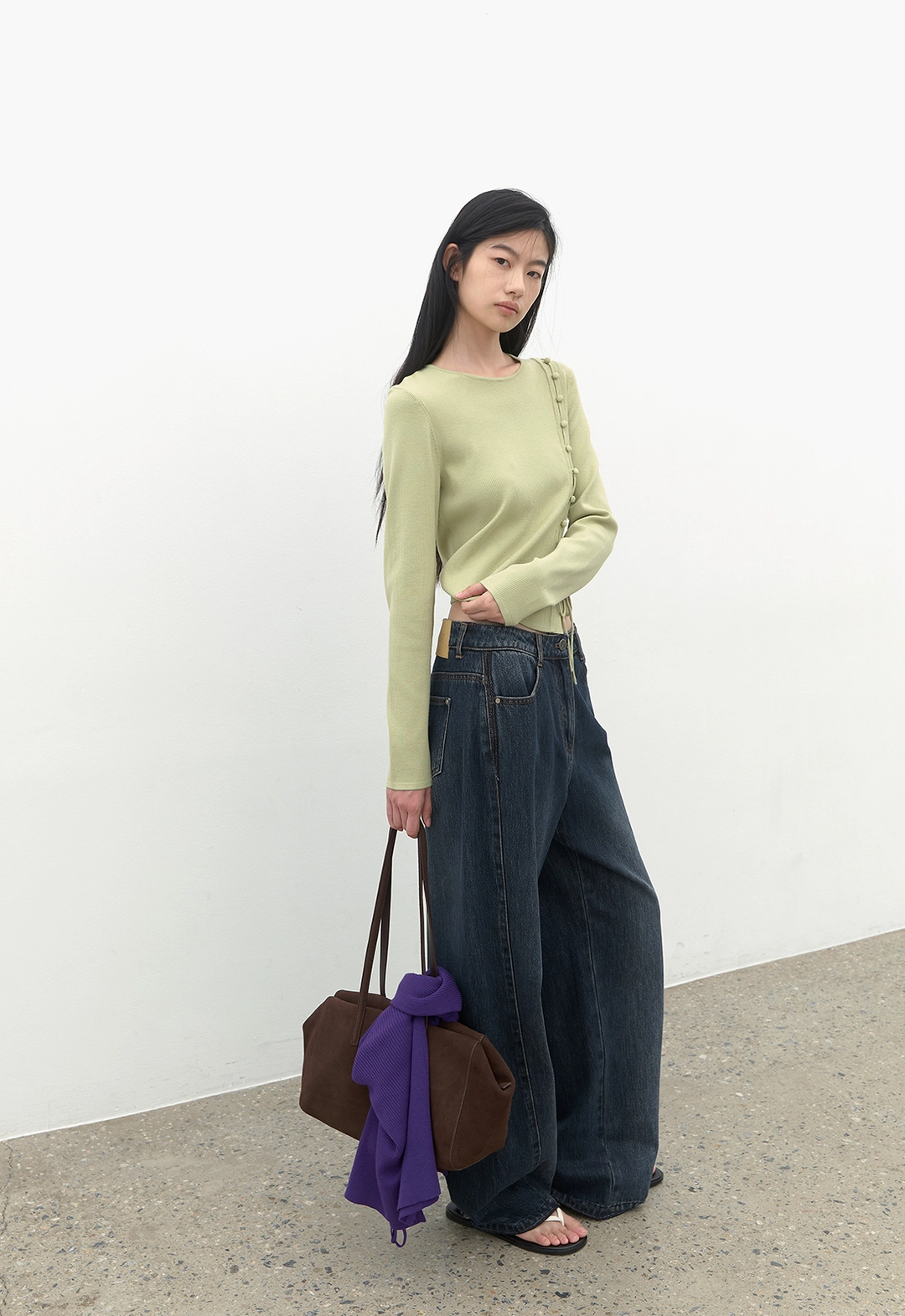 아뜰리에 나인 (PT-5807)SEMI CURVED SLUB WASHING DENIM PANTS 상품 이미지 3