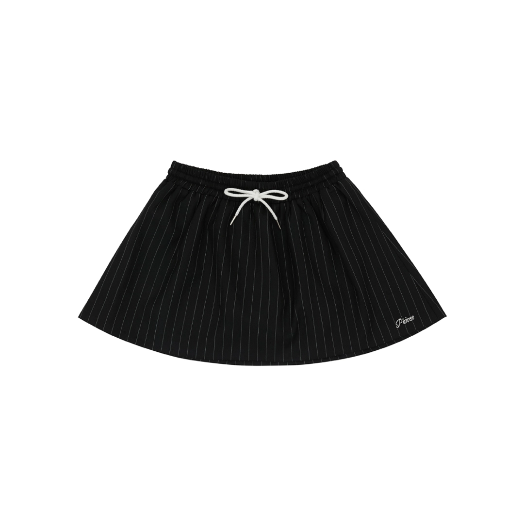 피브비 [2차] Pinstripe Drawstring Mini Skirt (ebony black) 상품 이미지 2