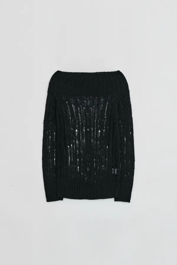 OFF SHOULDER DAMAGE KNIT