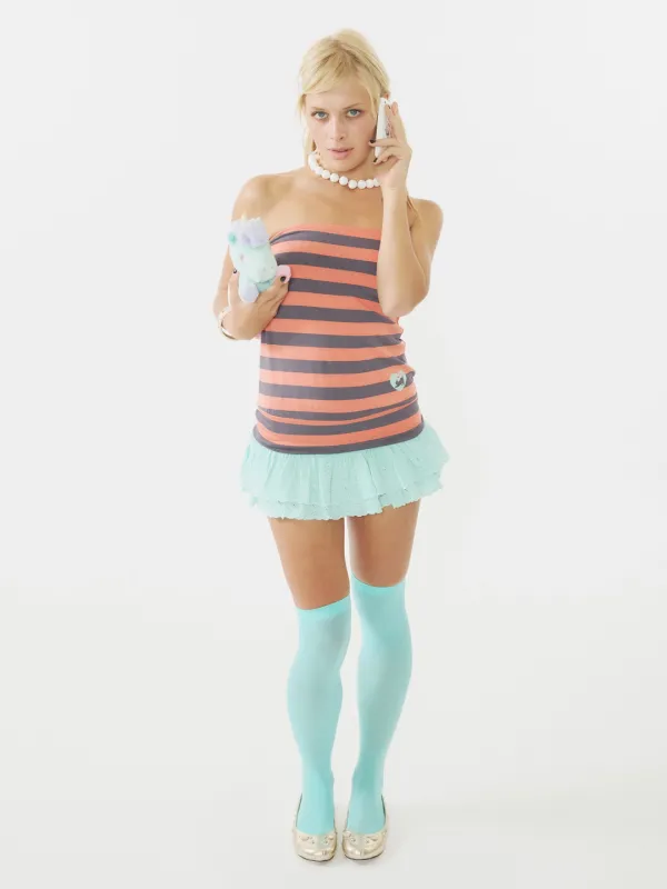 Sweet Kitty Stripe Tube Top Orange