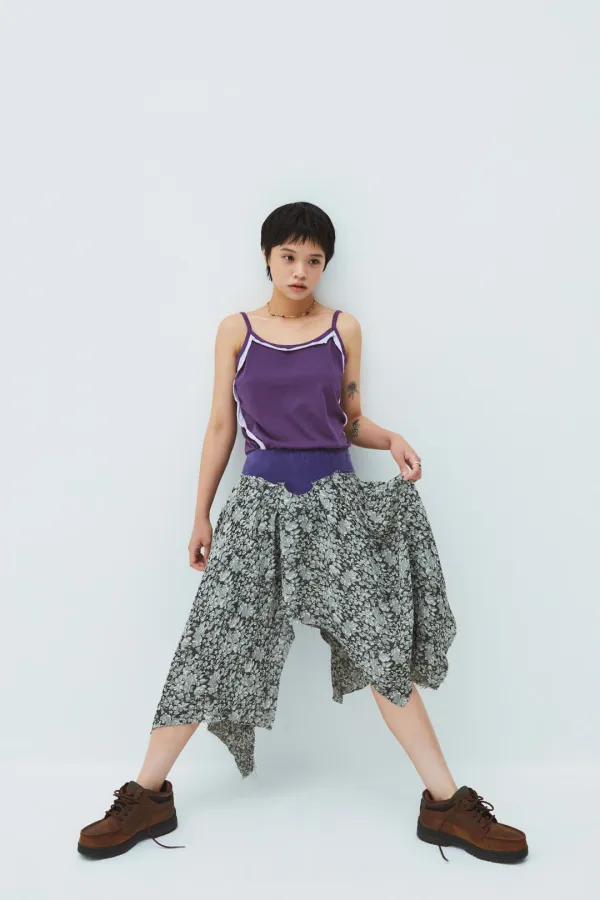 OMNI FLARE SKIRT PURPLE/FLORAL
