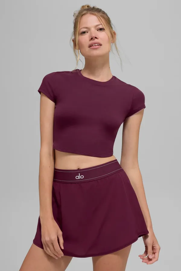 Alosoft Crop Finesse Short Sleeve - Burgundy