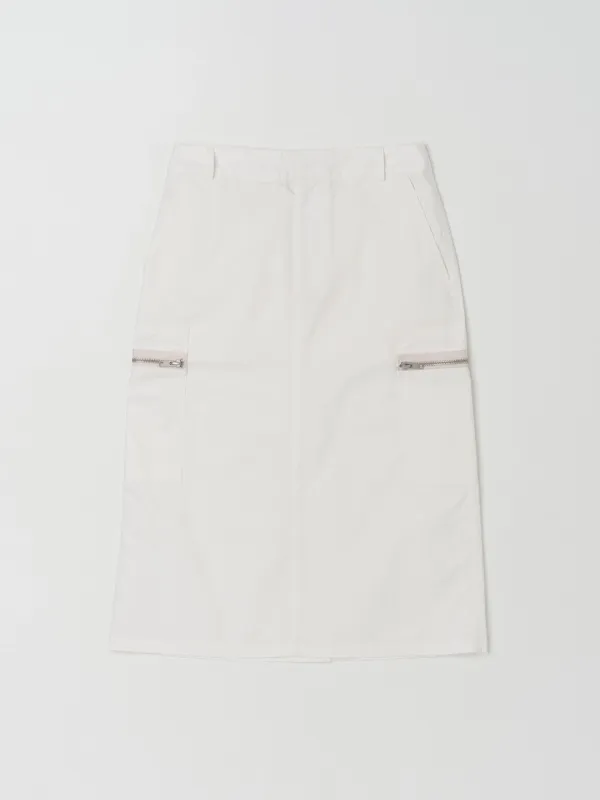 WASHED COTTON CARGO SKIRT IN OFF WHITE
