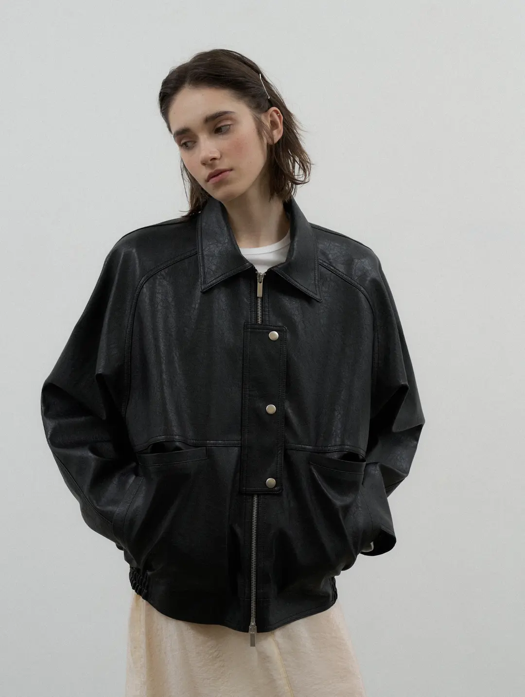 포에토 GARAGE LEATHER JACKET - BLACK 상품 이미지 2