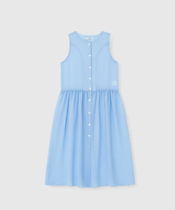 Sheer tartan dress (Blue)