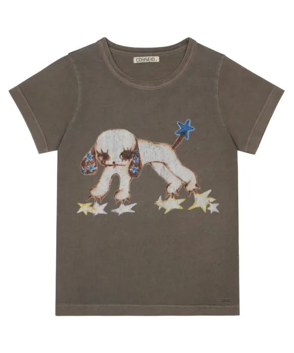 VINTAGE PUPPY T-SHIRT ASH BROWN