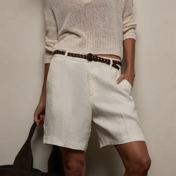 Playa Linen Bermuda Short - Off White