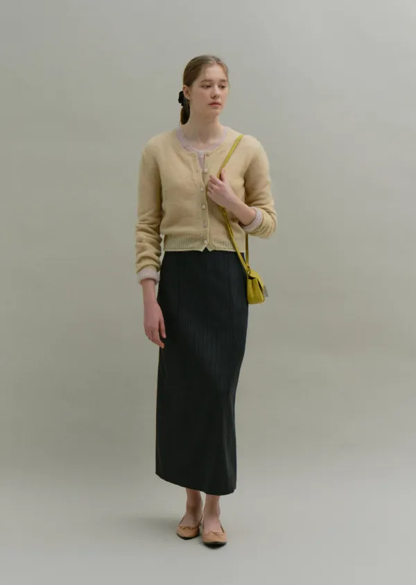 PINTUCK MAXI SKIRT (gray stripe)
