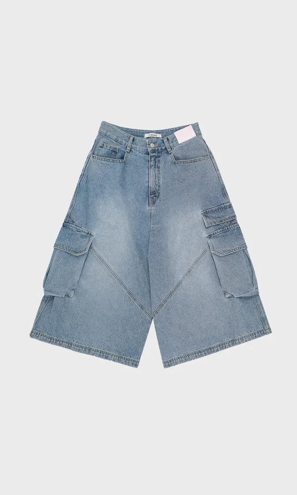 Leo Cargo Bermuda Pants_Blue Denim