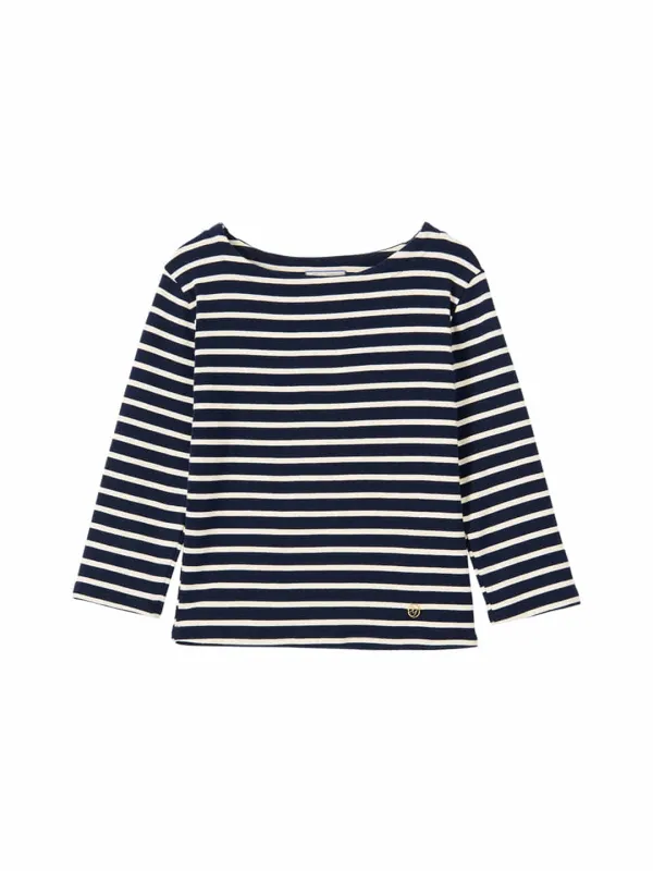 Boat Neck Classic Tee_ Navy Stripe
