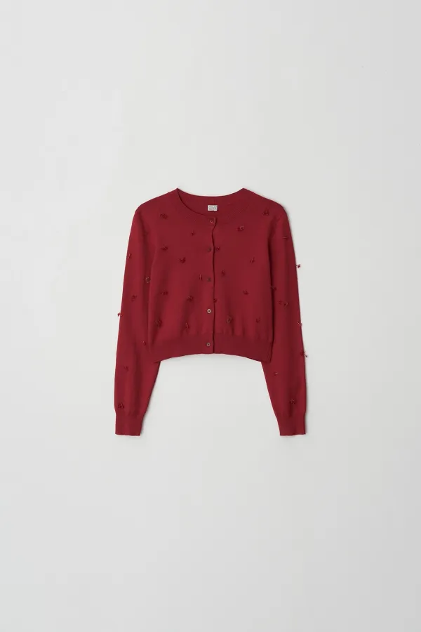 Beaded Cardigan (red)