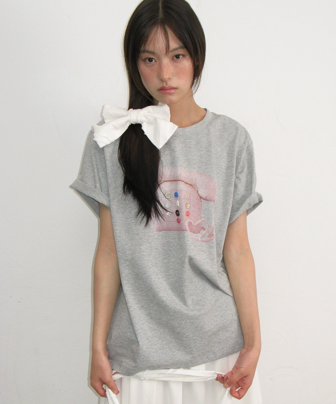 론론 BUTTON RETRO TELEPHONE T SHIRT GREY 상품 이미지 1