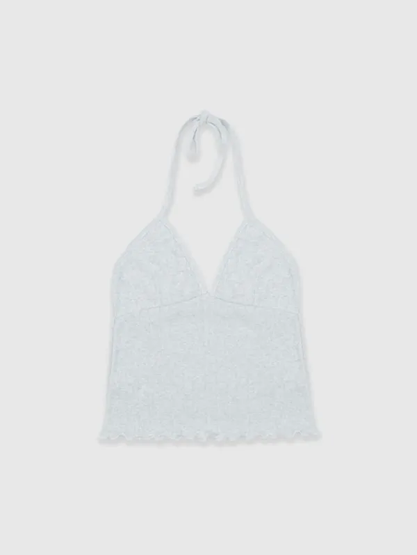 2nd 에약주문 [Essential] Eyelet Halter Top (Soft Melange)