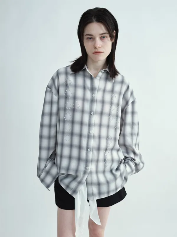 Shadow Check Oversized Shirt [Ecru]