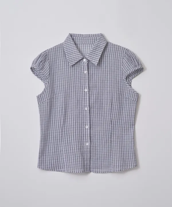 [3차 리오더] CHECK CAP SLEEVE SHIRT_BLACK