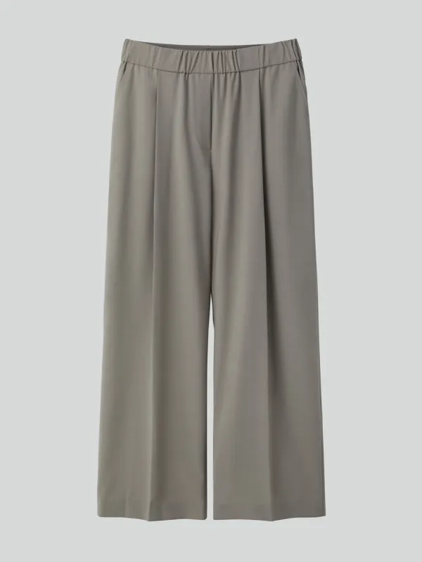BANDING WAIST WIDE PANTS (TAUPE GREY)