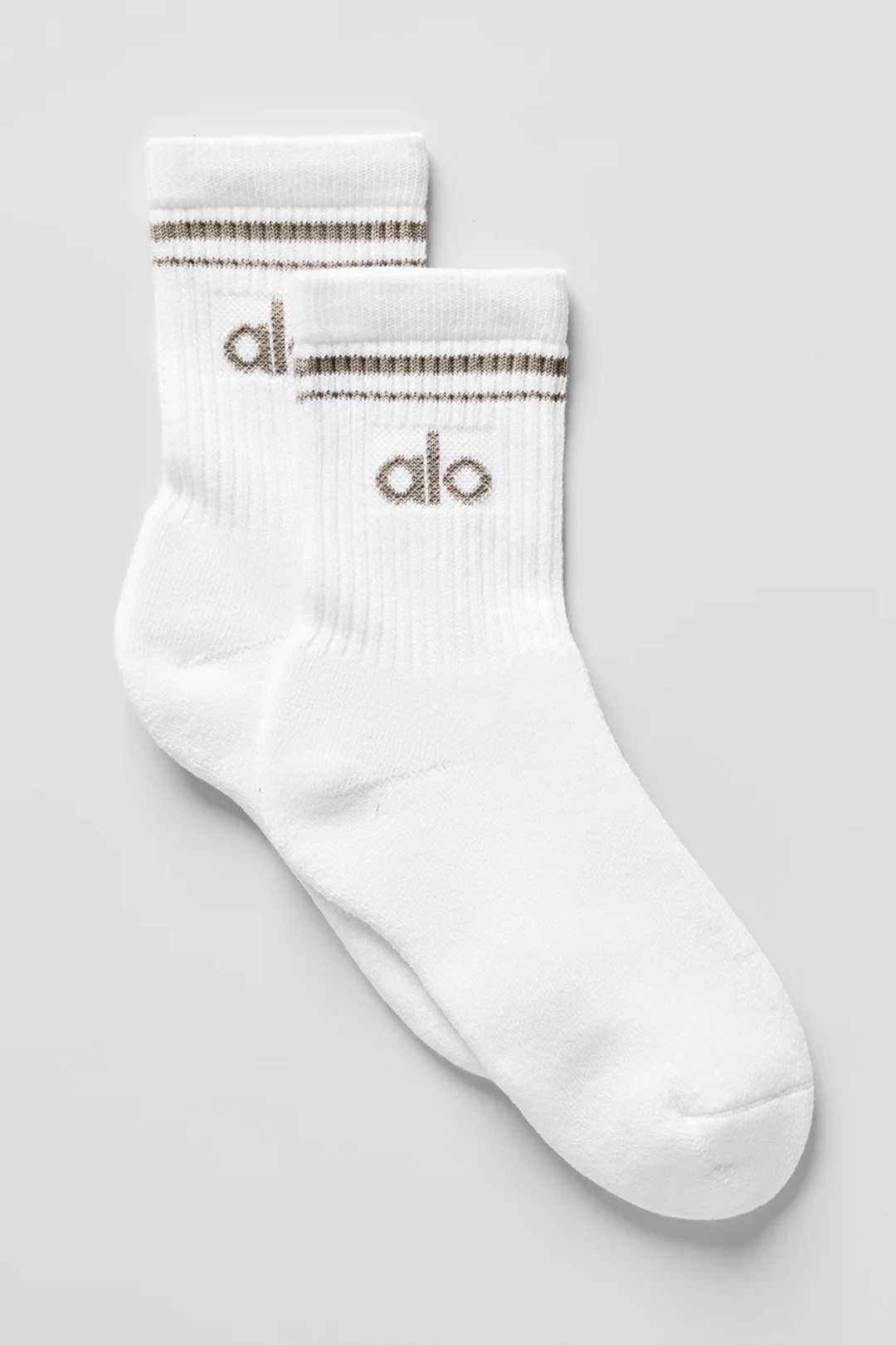 알로요가 Unisex Half-Crew Throwback Sock - White/Light Cocoa 상품 이미지 1
