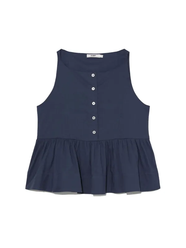 G RUFFLED BUTTON BLOUSE (DEEP NAVY)