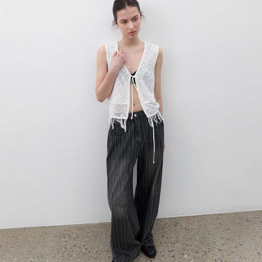 아뜰리에 나인 (VT-0283)FRINGE DETAIL KNIT VEST 상품 이미지 1