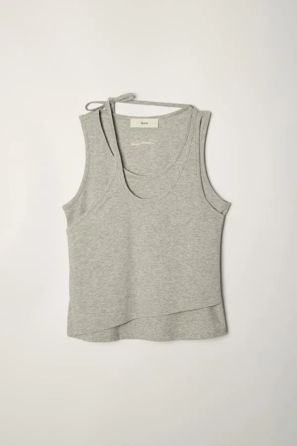 LAYERED SLEEVELESS TOP MELANGE GREY