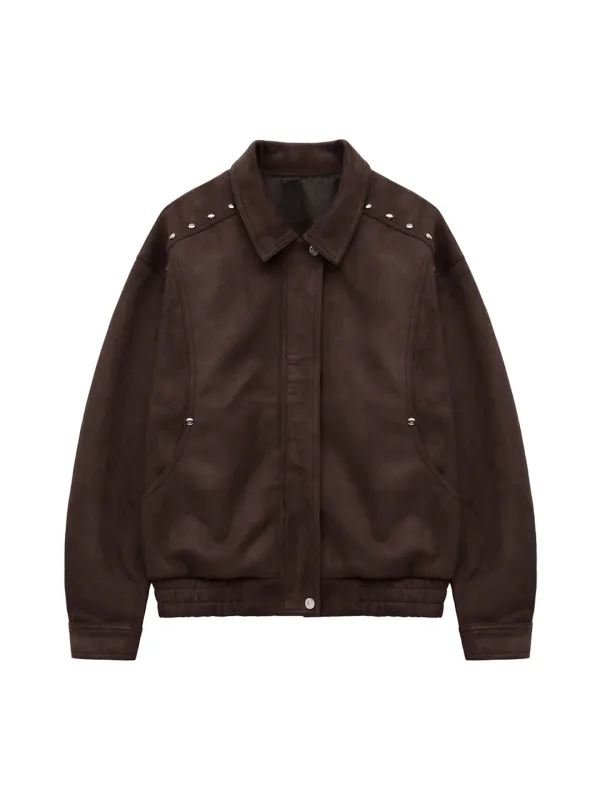 RIVET SUEDE JACKET (BROWN)