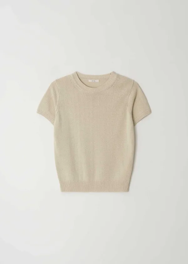 Cotton Half Sleeve Knit(Light Beige)