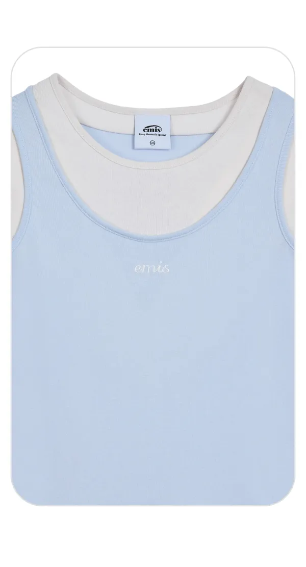 (W) LAYERED-LIKE T-SHIRT-PASTEL BLUE