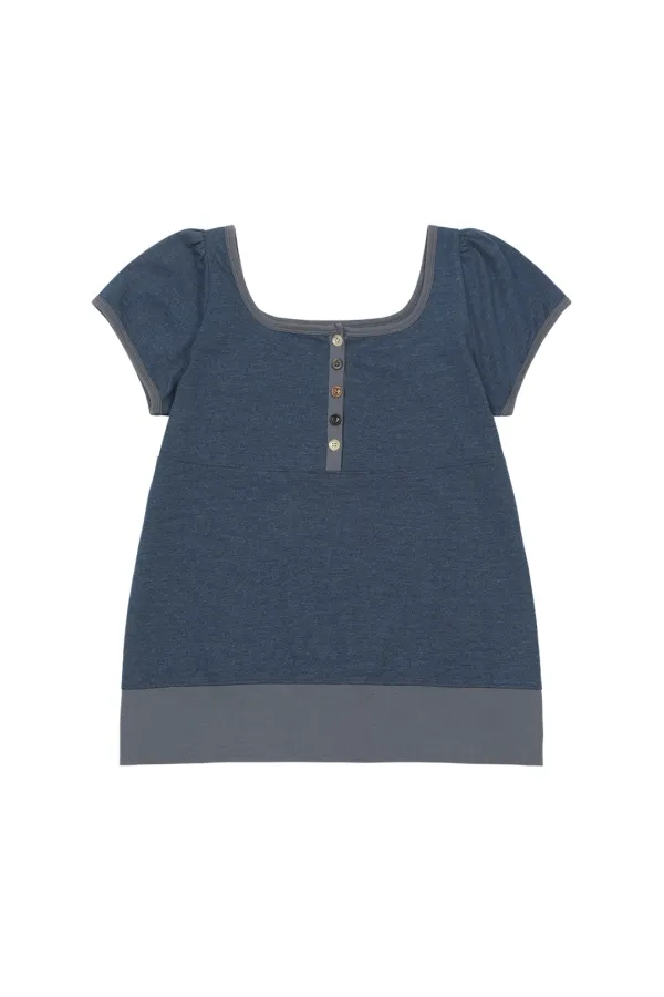 [5/29 예약배송] SQUARE NECK JERSEY BLOUSE, BLUE