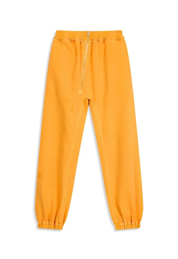 CURVED ZIP SWEAT PANTS, ORANGE