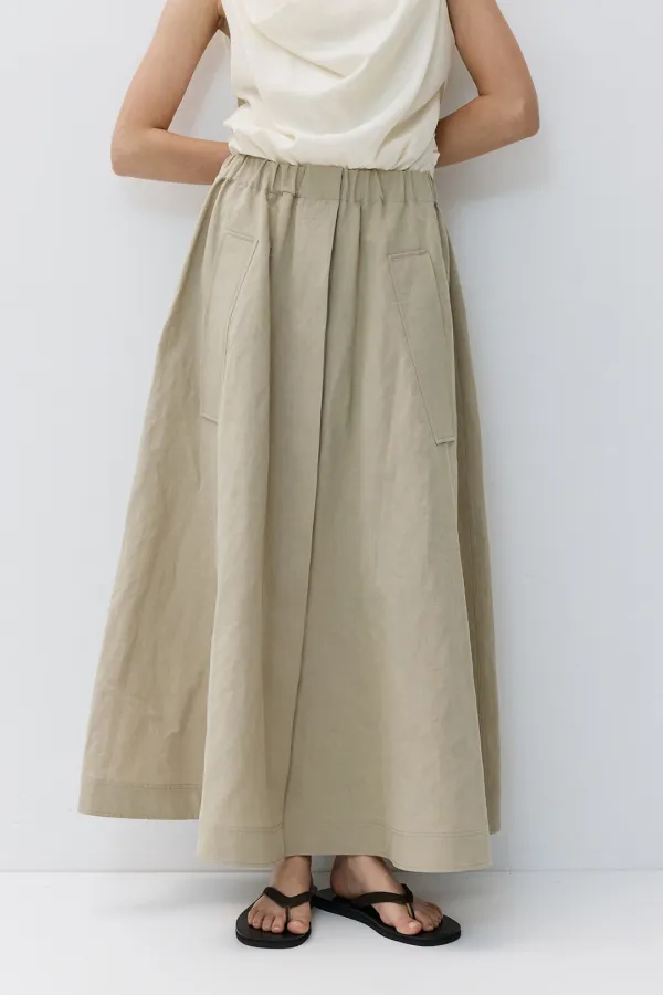 Blair linen cotton blended pocket flared SK