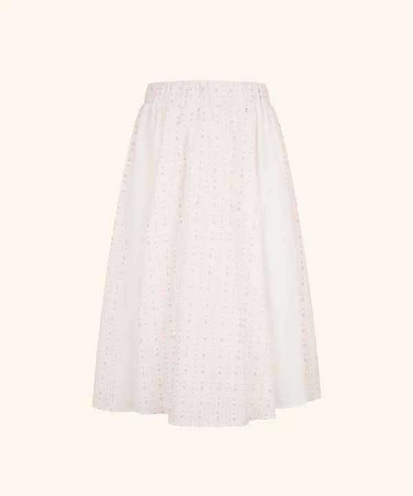 Cottage Patchwork Midi Skirt ( White )