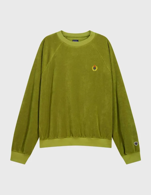 CREST TOWEL CREWNECK / Olive