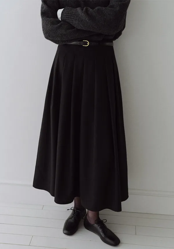 WOOL FLANNEL PLEATS SKIRT_BLACK_OE4C2XSK07BKA