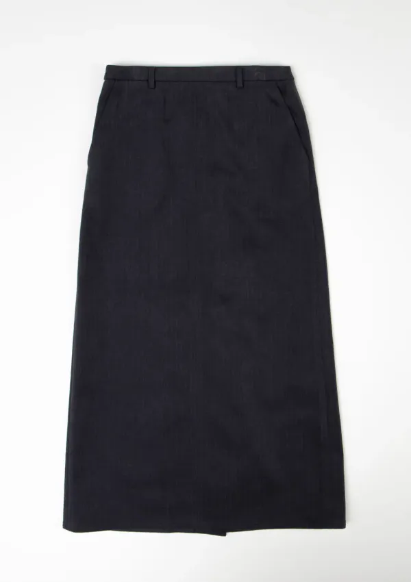 Mused Italian Herringbone Skirt - Navy