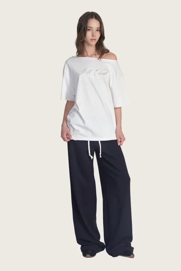 Soft Club one-shoulder short top, White