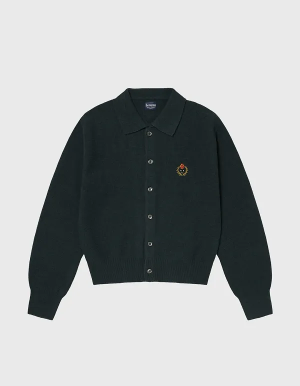 CREST TASMANIA WOOL COLLAR CARDIGAN (W) / D.Green