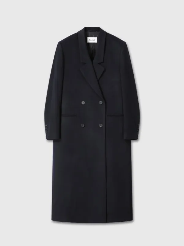 (W) TAILORED DOUBLE-BREASTED MAXI COAT_ NAVY