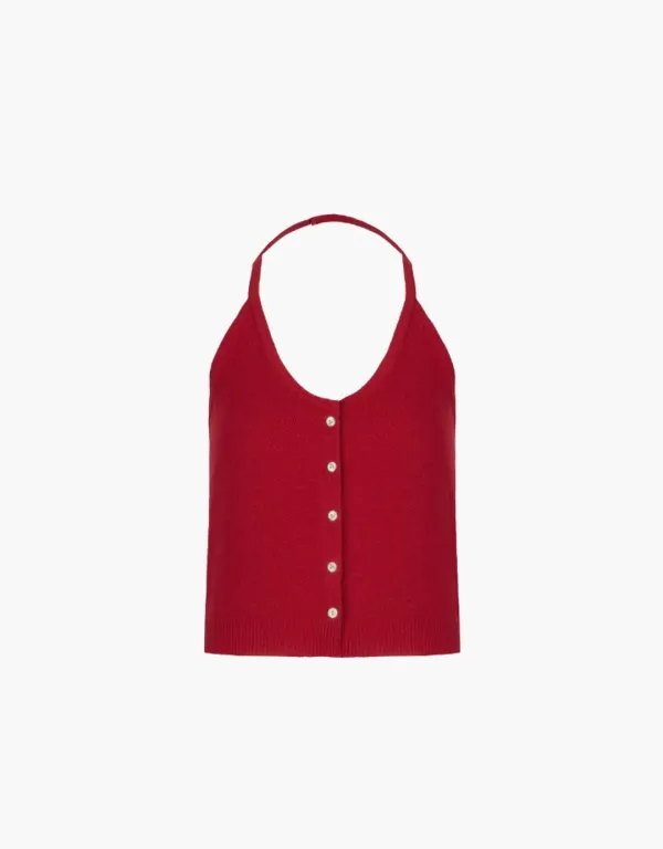 [6/22 예약배송]halter knit sleeveless top - red