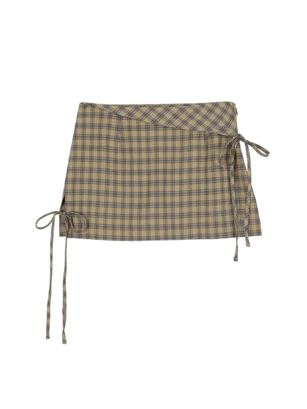 RIBBON SLIT SKIRT PANTS_YELLOW
