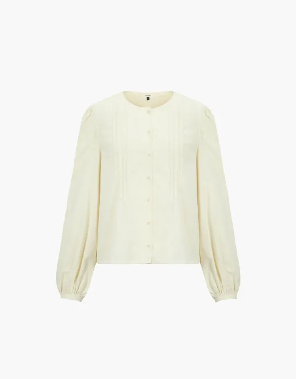 corduroy pintuck blouse - cream