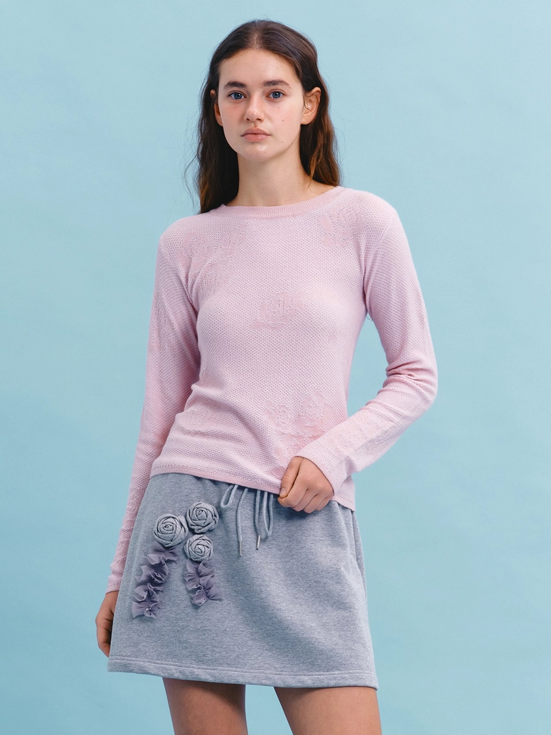 마가린핑거스 ROSE CORSAGE FRILL SKIRT (MELANGE) 상품 이미지 2