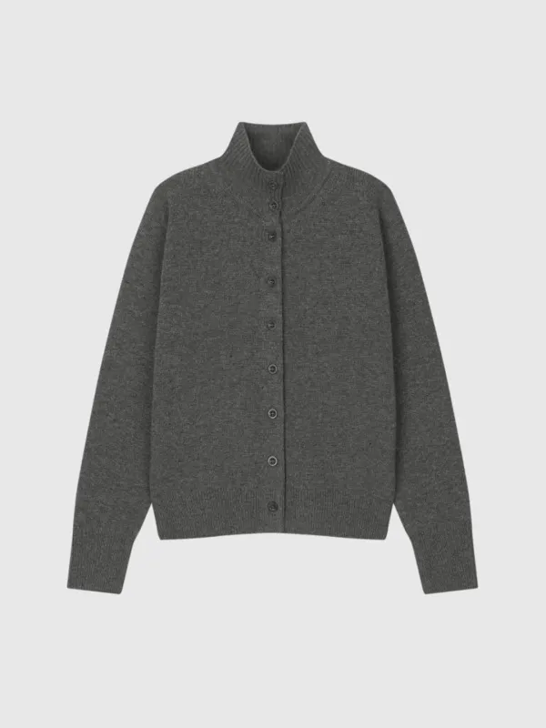 Cashmere Button Up Cardigan (Charcoal)