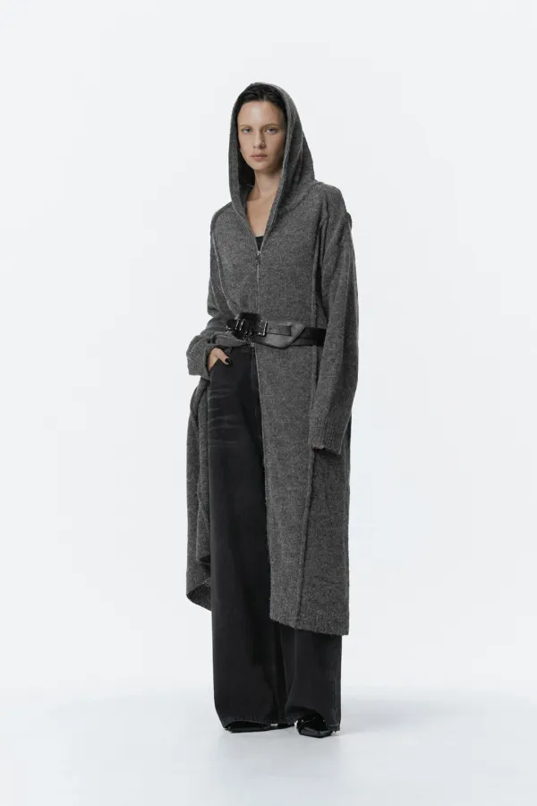 Hoodie Knit One-piece [ Charcoal ]